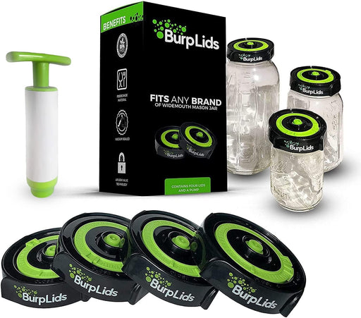 BurpLids® 4 Pack Curing Kit - Includes 4 Lids & Extraction Pump